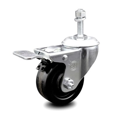 Service Caster 3.5 Inch Phenolic Swivel 10mm Threaded Stem Caster with Total Lock Brake SCC SCC-TSTTL20S3514-PHR-M1015